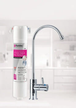 PURETEC UNDERSINK WATER FILTER SYSTEM WITH HIGH LOOP LED FAUCET